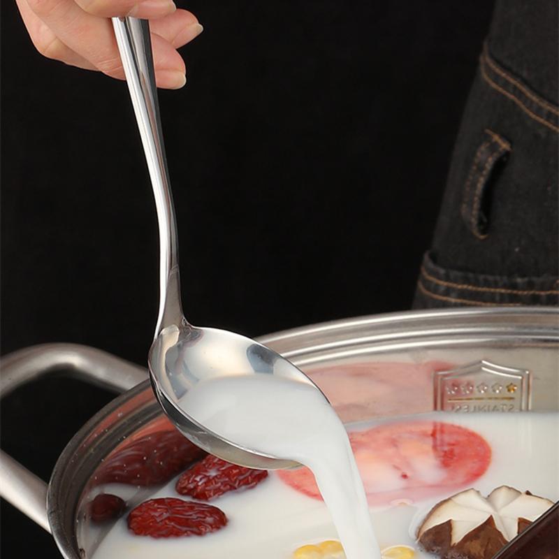 Korean Long Handle Deepen Soup Spoon Colander Stainless Steel Buffet Serving Tableware Home Tablespoons Cooking Utensils