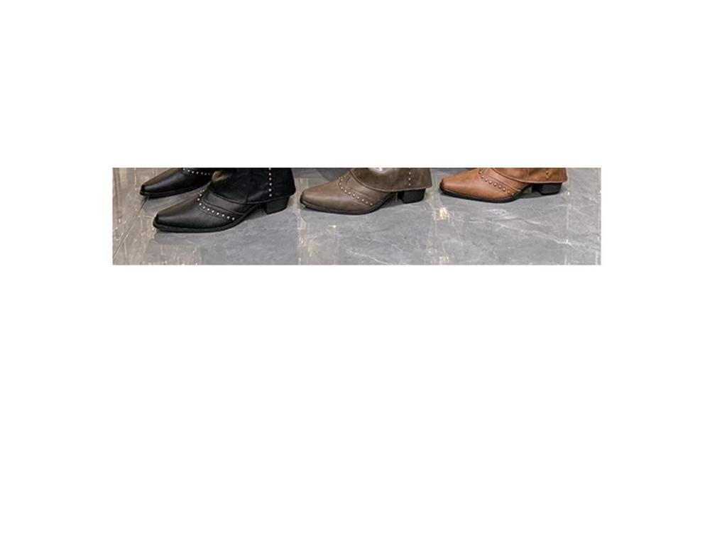 Damen Retro Cowboy Stiefel mit spitzer Zehenpartie - Herbst/Winter 2025 Klobiger Absatz, Kniehoher Reiterstil