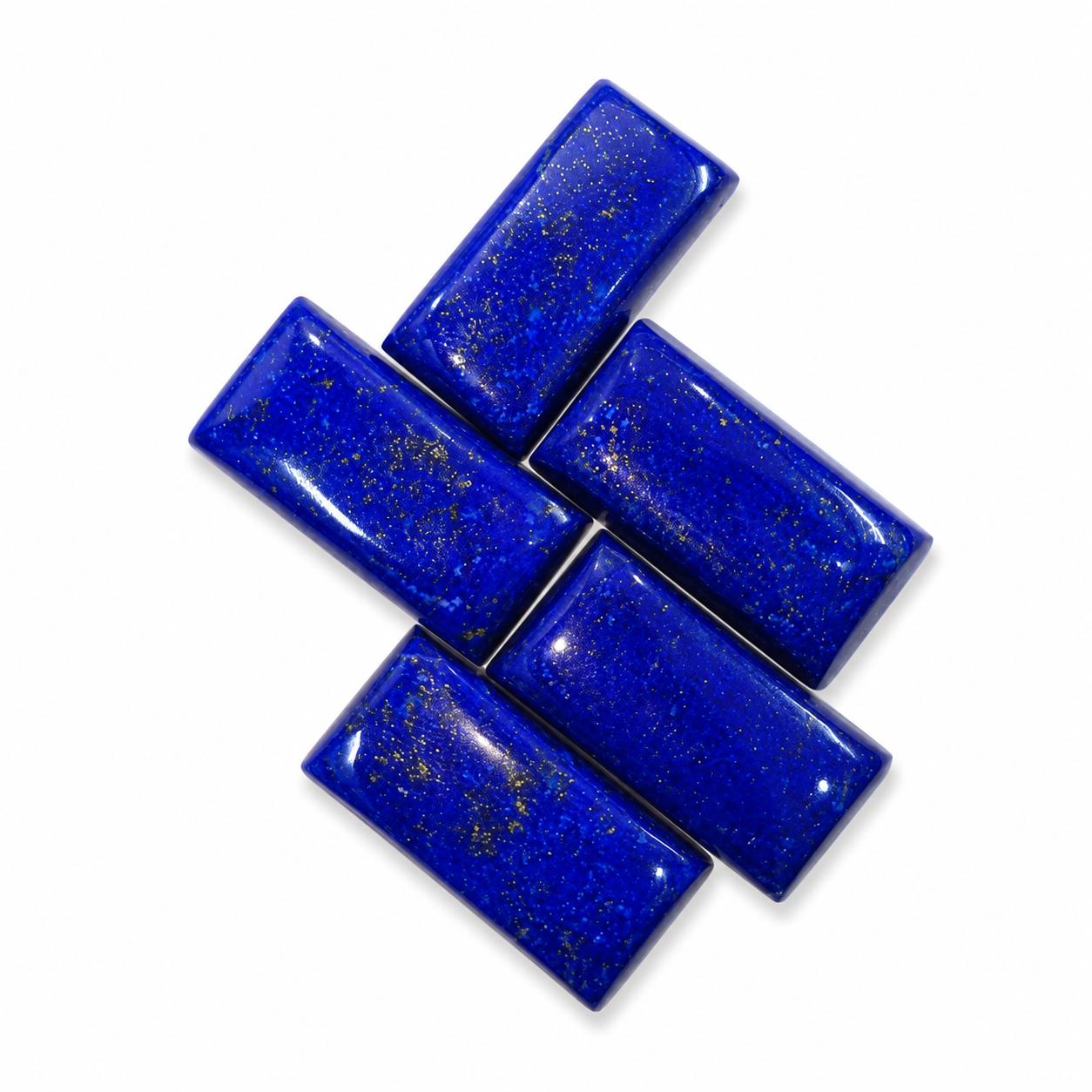 Natural Lapis Lazuli Rectangle Cabochon 12x24mm | Deep Blue Lapis Gemstone for Jewelry Making 12x24mm (1 Piece) синий