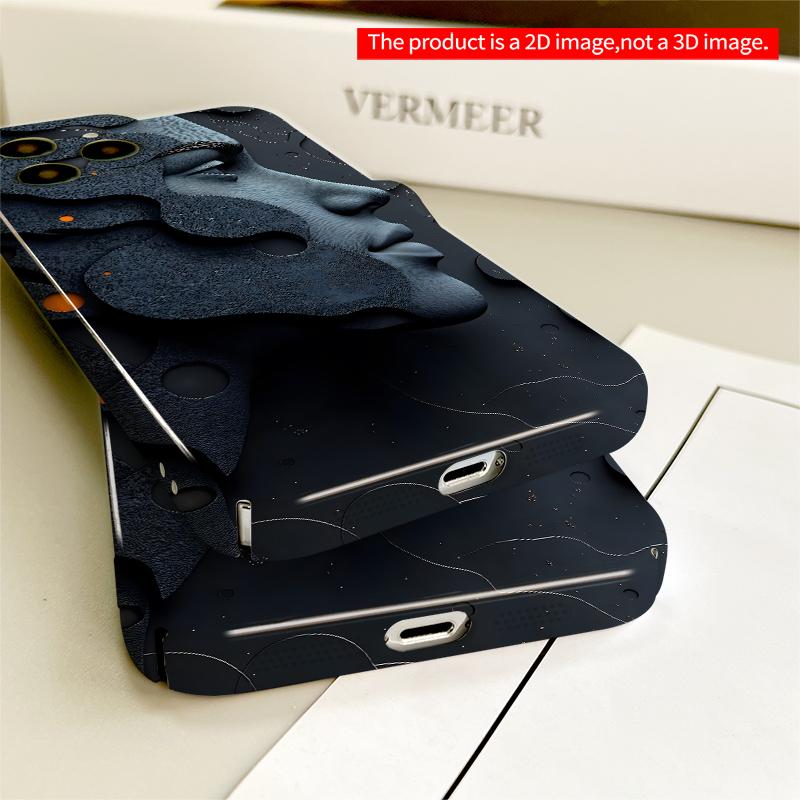 2DFlat Abstract Face Layered Art Phone Case All inclusive film hard iPhone case, compatible with iPhone 18 Pro Max 17 16 15 14 13 12 11