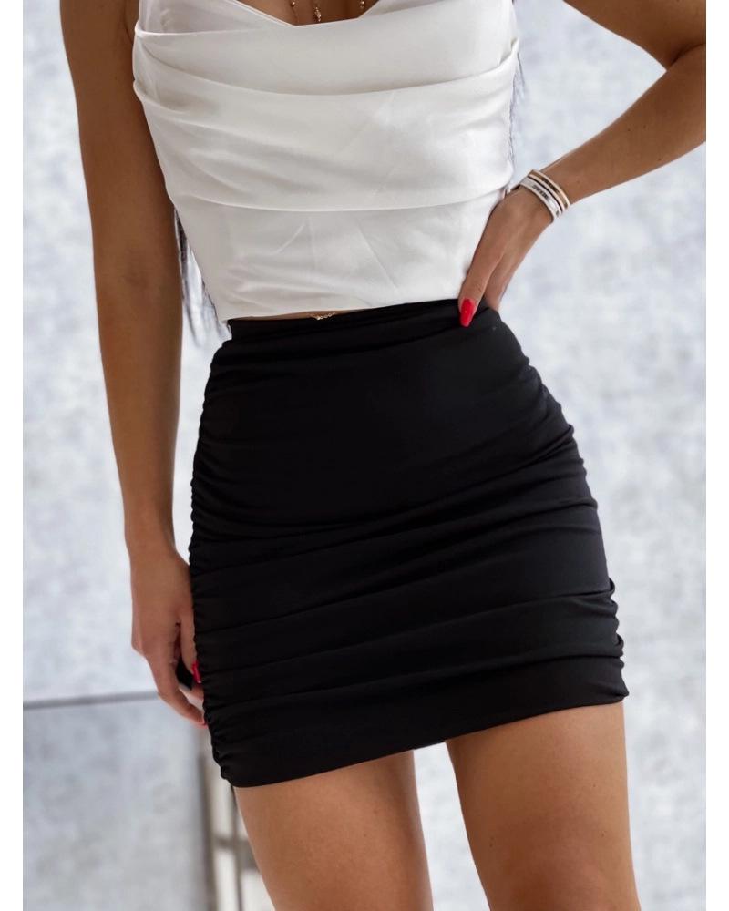 Slim Pleated Sexy Hip Wrap Skirt Large чёрный