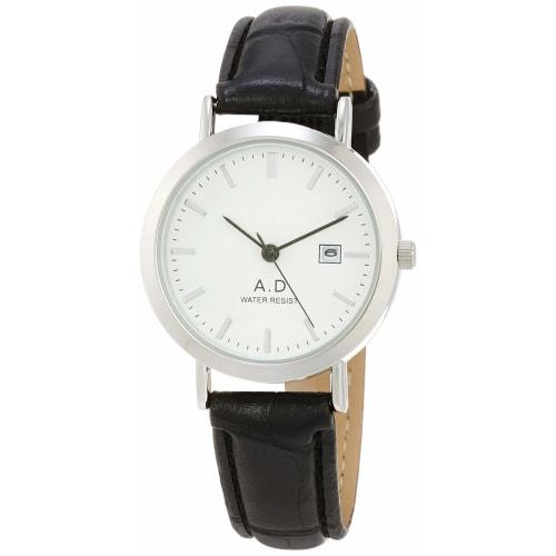 Arias Analogue Watch with Leather Band and Date Display, White, Women's, A48L01