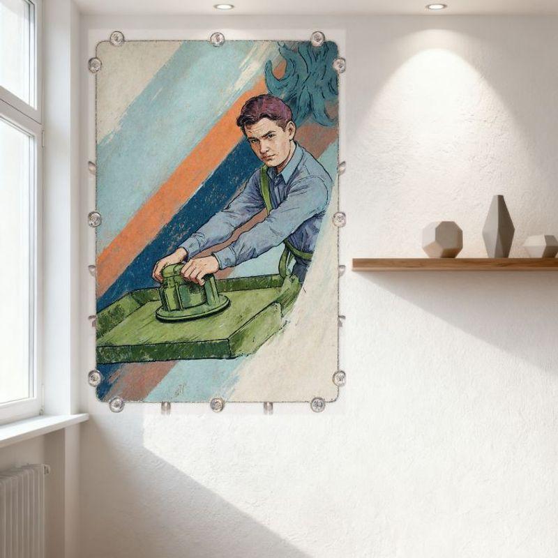 Sexy Vintage 1920er Jahre Arbeiter Mann Handgezeichnete Illustration Blechschild Metallposter Art Deco Wanddekoration für Bar Kneipe Heimbüro 8x12 Zoll