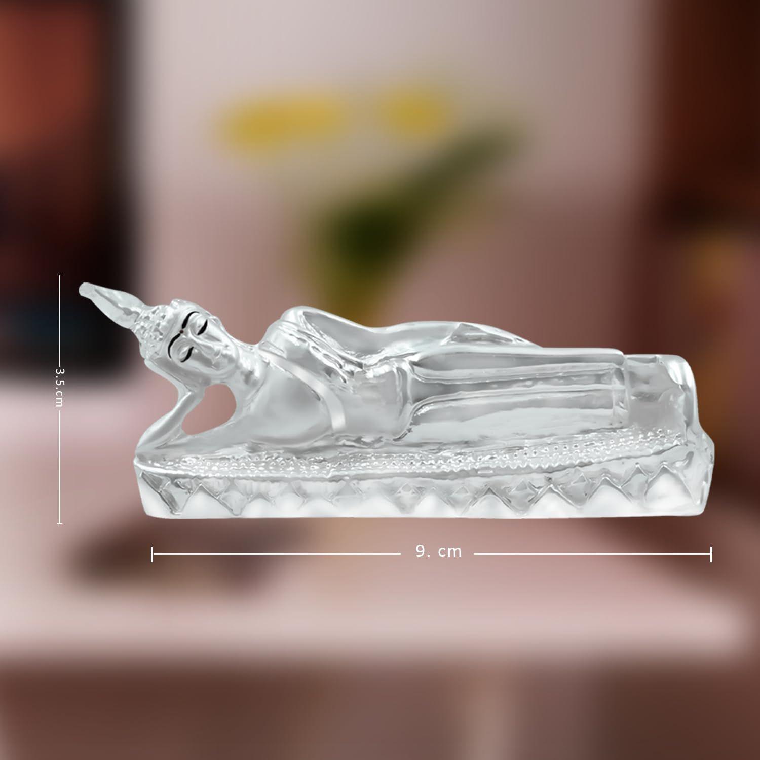 

Buddha Idol for Home Decor Showpiece Statue of Sleeping Buddha Ji Murti for Puja Room, Festival Gift Lord Buddha Figurine for Peace & Prosperity серебряный