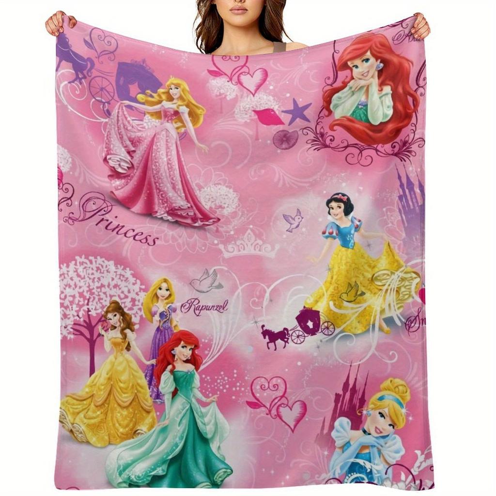 Die Disney Prinzessinnen Themen Decke Superweich mit Niedlichen Cartoon-Drucken Bequem Familie Reisen Sofas Betten Geschenk Prinzessinnen-Fans