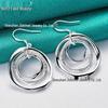 Silver Frosted Triple-Circle Wave Earrings - Women's Jewelry