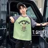 Clearance: Boys' Cartoon Print Cotton T-shirt - Short Sleeve, Round Neck, Color Block, Versatile Summer Top