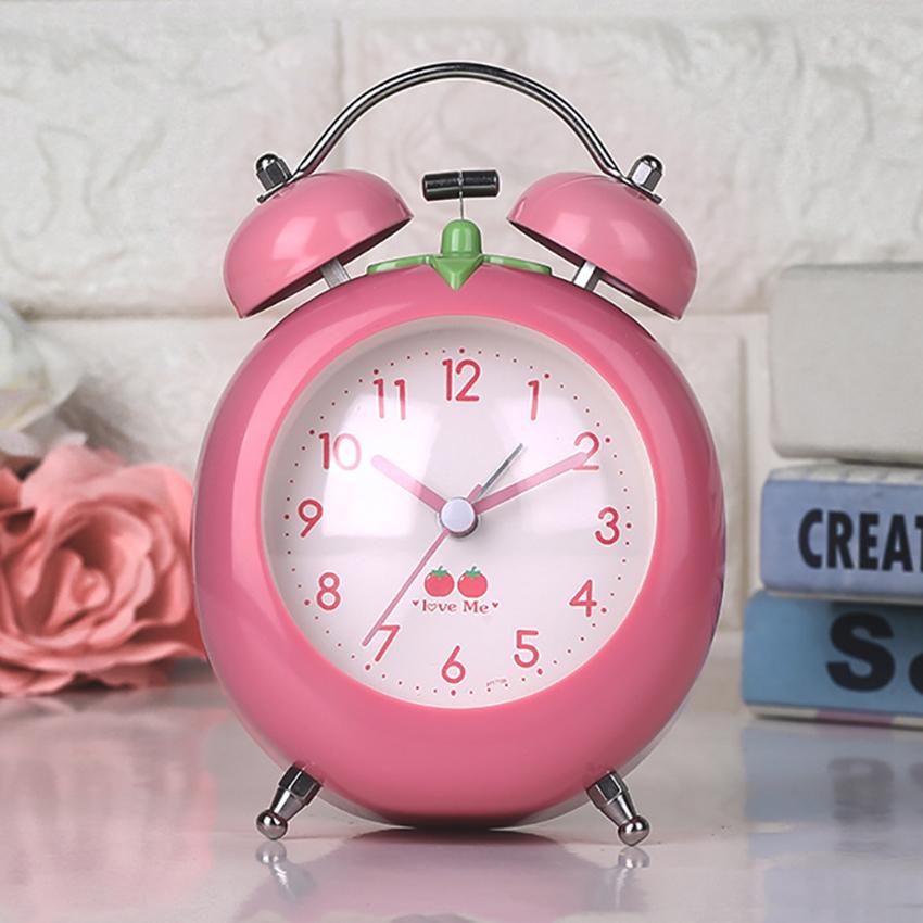 

Будильники с беззвучным бесшумным кварцевым механизмом, не тикающие аналоговые часы с функцией утреннего пробуждения и ночным светом розовый
