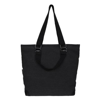 Fuji-cellar Soft and Durable 2-Way Canvas Tote Bag with Wide Gusset and Zipper, Lightweight and Casual Design for School or Laptop Use (Black)