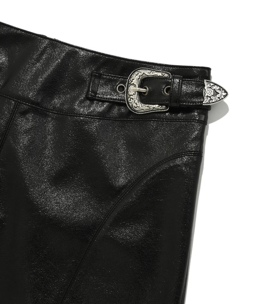 Pallet Buckle Point Tight Short Skirt Black