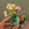 1Pcs 1:12 Dollhouse Simulation Vase Flower Outdoor Diy Accessories Miniature Resin Colorful Floral Plants Potted Model