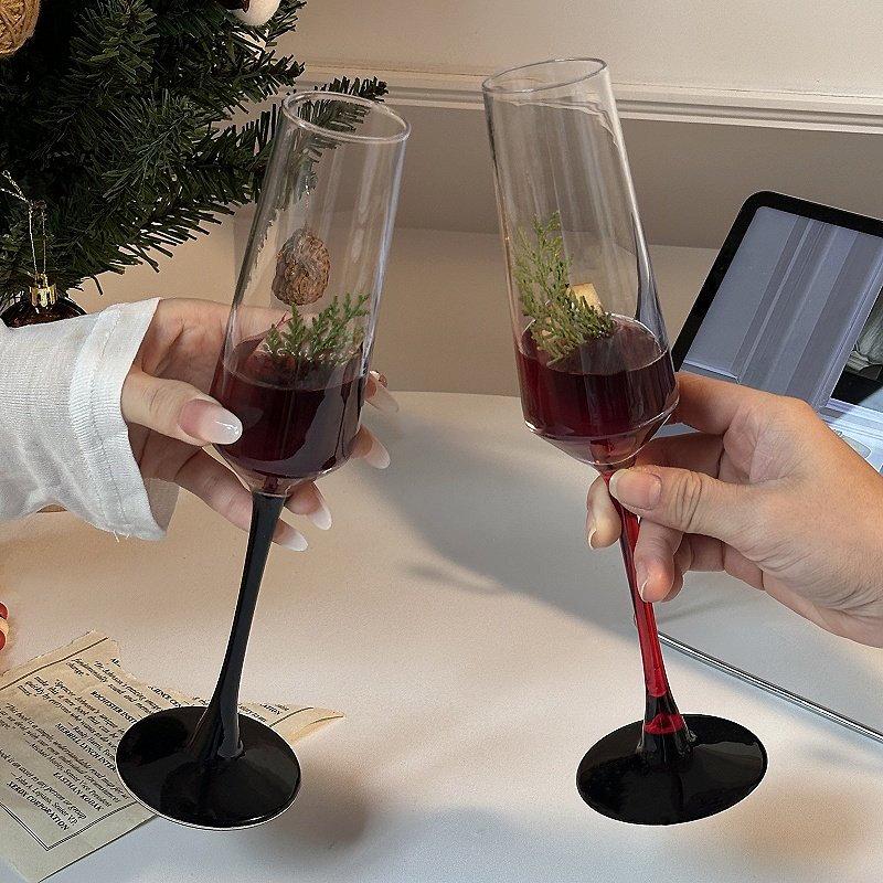 ZISIZ Handmade Black Stem Champagne Glass