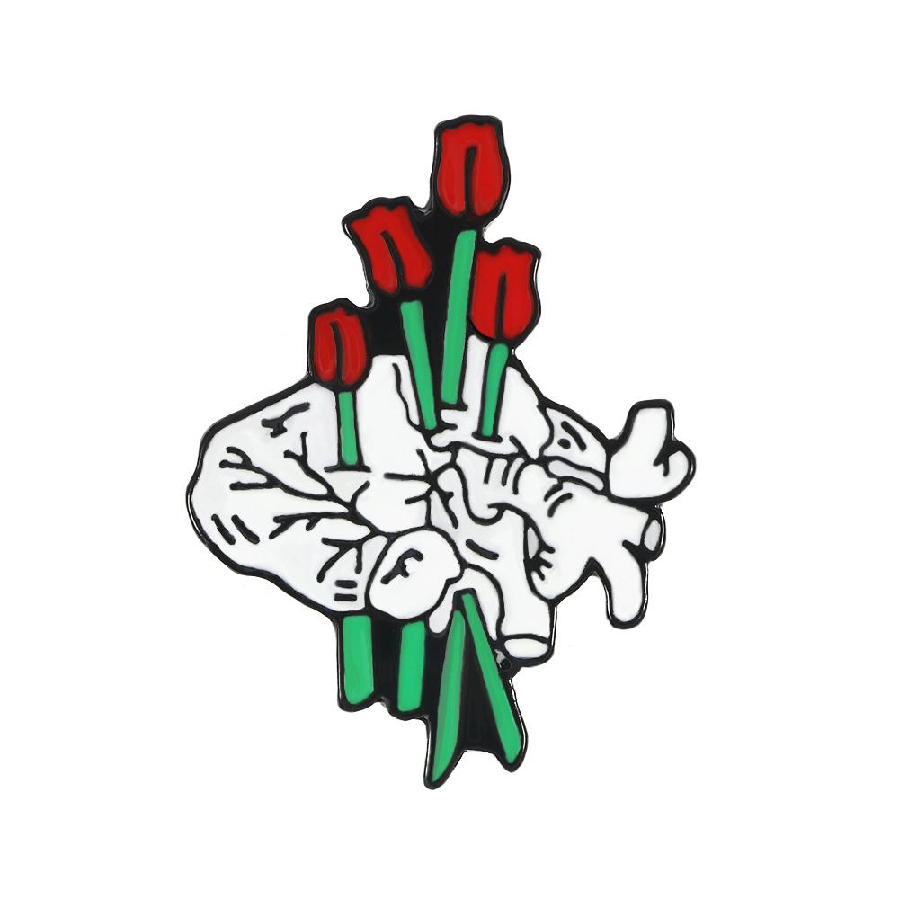 Fashion Body Organs Enamel Brooch Heart Brain Lung Lapel Pins Art Design Ocean Flowers Symbol Love Badge Bag Denim Jewelry Gifts