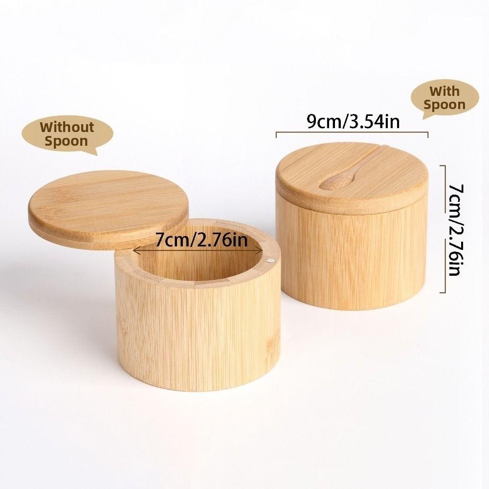 Bamboo Sealed Seasoning Jar Moisture-proof Round Sugar and Salt Container 200ml Swivel Magnetic Closure Spice Tank Home Cooking
