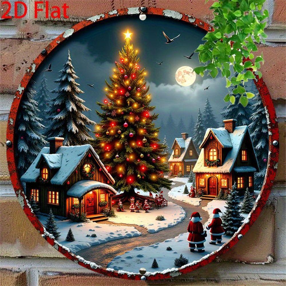 Vintage Metal Sign Blue Deer Merry Christmas Retro Tin Plate Wall Decor Home Holiday Gift 20 Cm