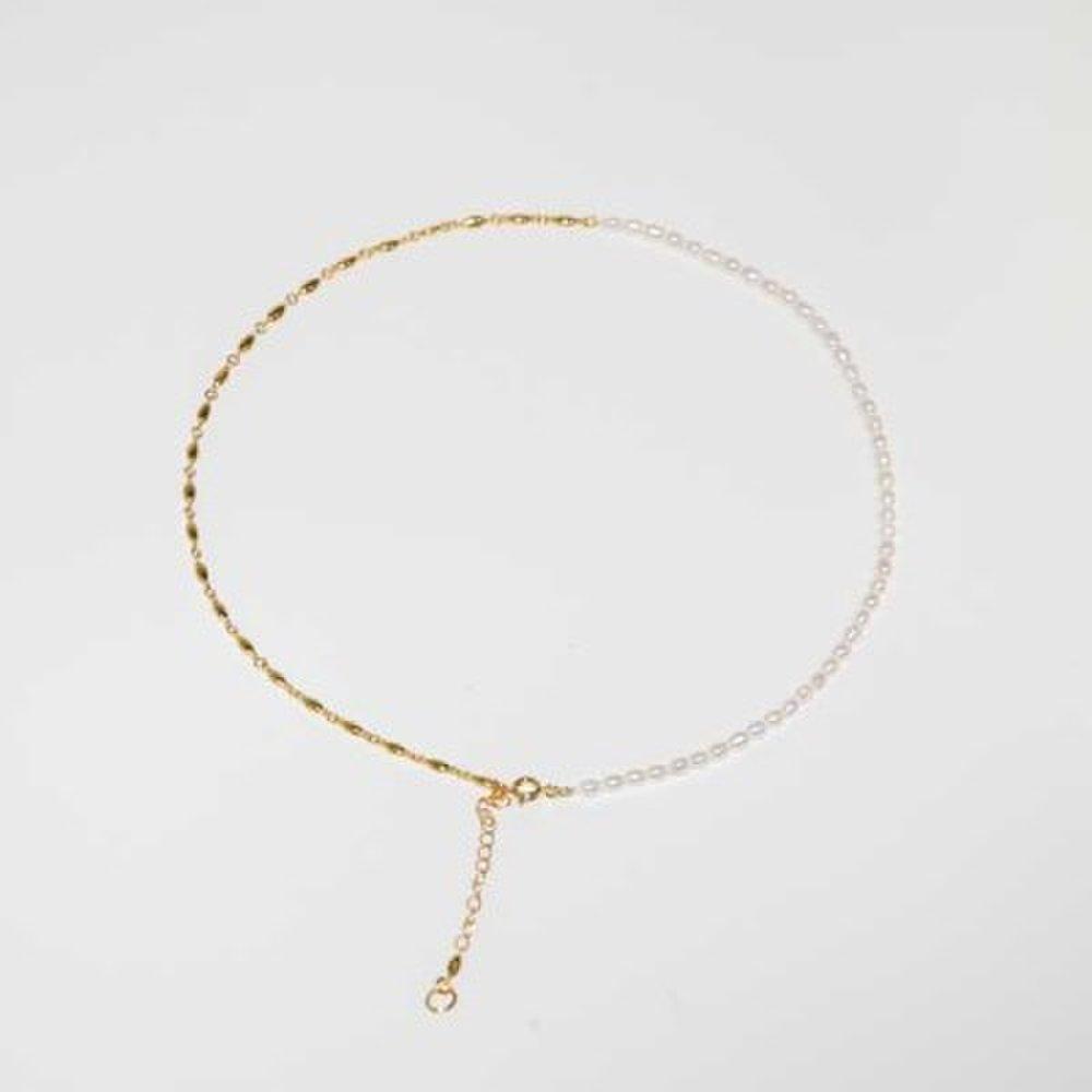 925 Silver + 18K Gold White Natural Pearl Small Symbol Chain Necklace
