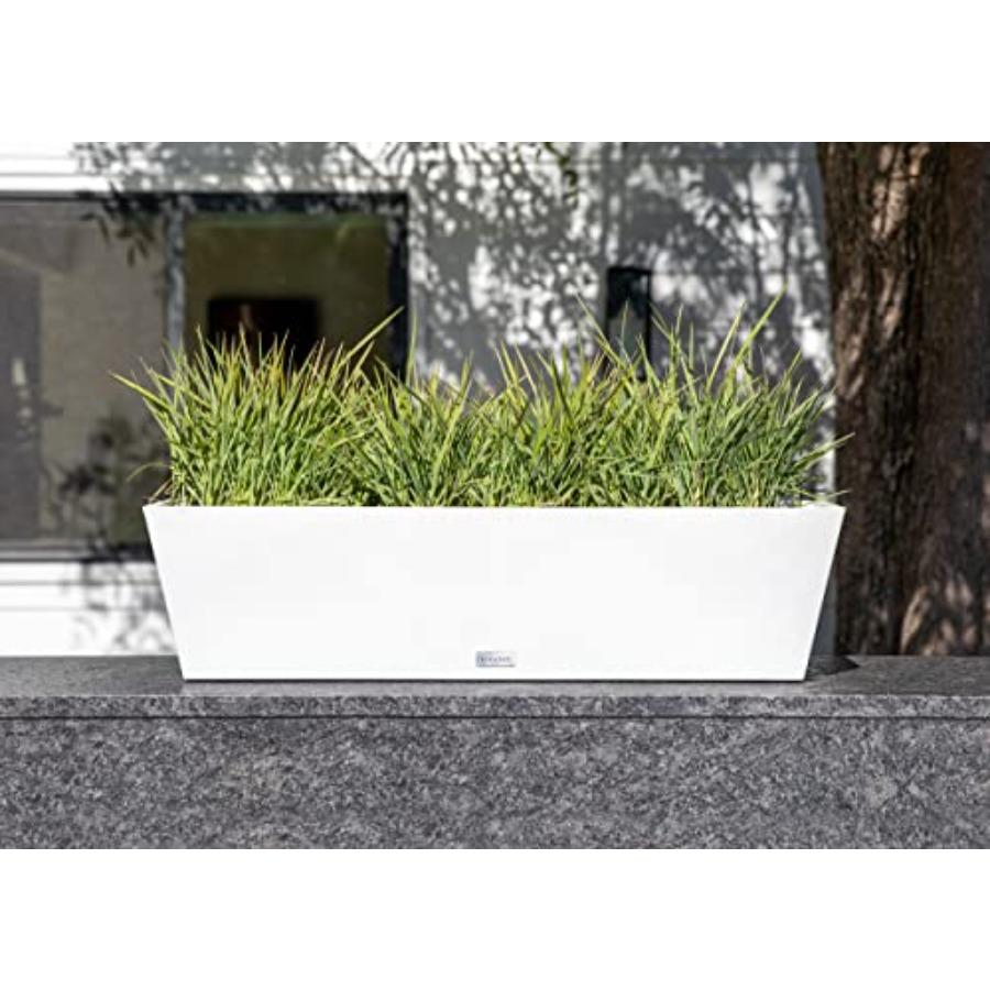 Pure Series Long Rectangular Window Box Planter for Indoor Outdoor Windowsill Balcony Durable All-Weather Planter with Drainage