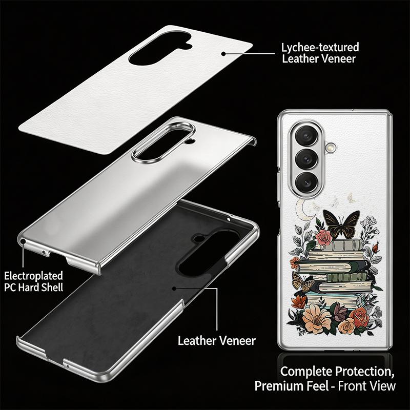 Tropical Leaf Floral Case For Samsung Galaxy Z Fold 8 Ultra 7 6 5 4 Z Fold8 Fold7 Fold6 Fold5 Luxury Plating Leather Skin Phone Cover