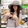Lace Up Hiking Fisherman Hat Sun Protection Heart Printed Bucket Hat Drawstring Sun Hat  Fishing
