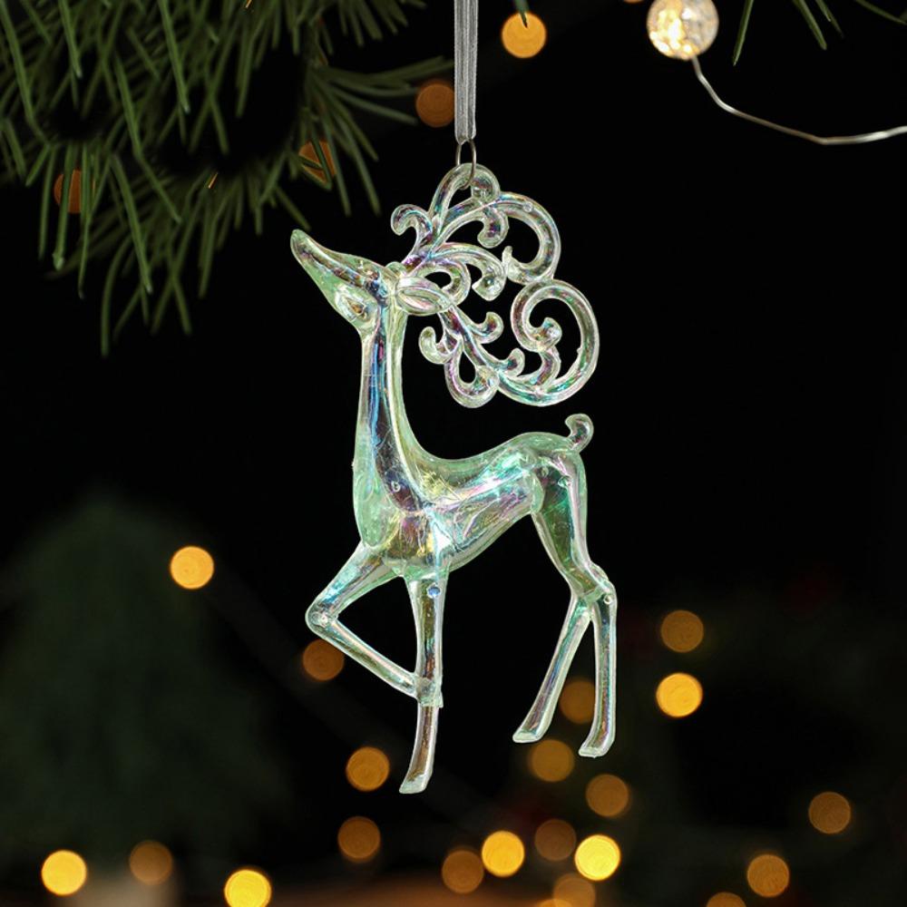 Shiny Christmas Tree Snowflake Pendant Acrylic Elk Xmas Ornament Hangging Party Supplies Christmas Tree Decorations New Year