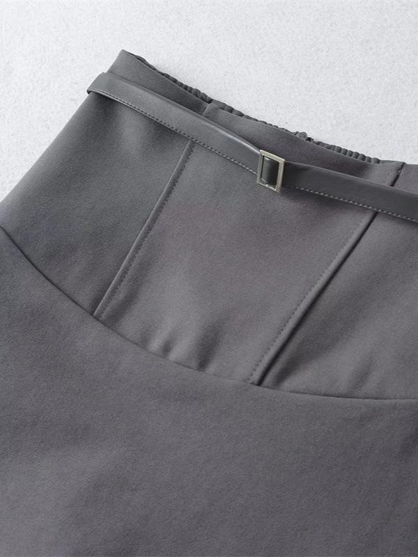 Korean High Waist Pencil Skirt – Autumn Slimming Hip-hugging Style with Belt