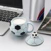 Microwave Safe Coffee Cup Sports Theme Soccer with Lid, 400ml Ceramic Football Shaped Creative Mug In Gift Box, Drinkware for Home Office, Fan Durable