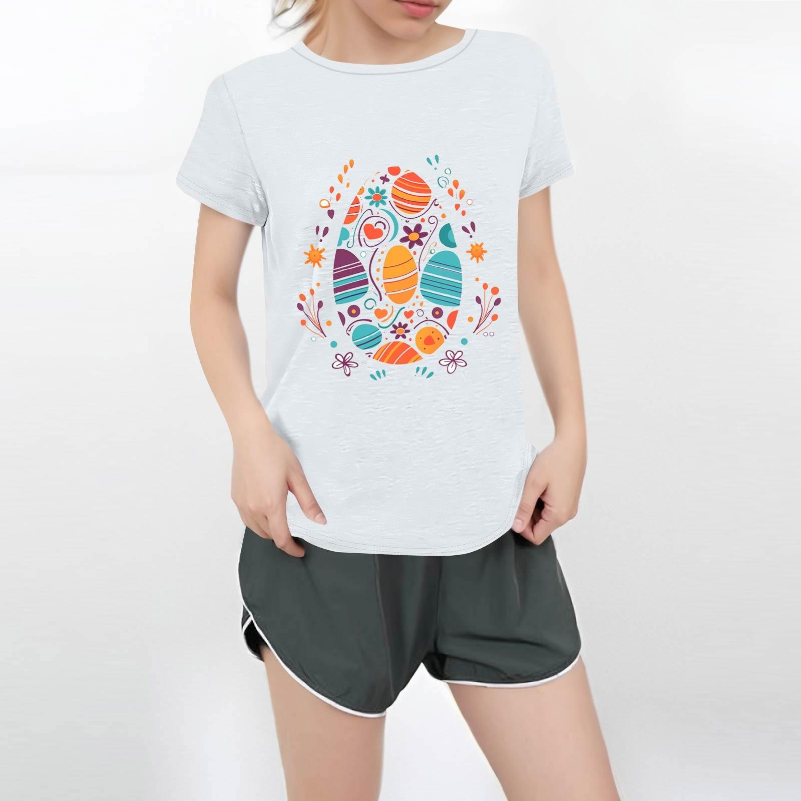 

Женская повседневная футболка с круглым вырезом и короткими рукавами с принтом S белый