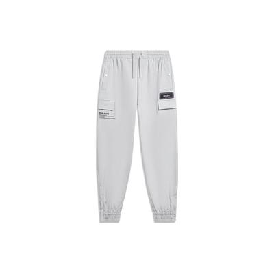 Li Ning Wade Series Παντελόνι Αθλητικό Πλεκτό Φαρδύ με Μανσέτες και Εκτύπωση Γραμμάτων Ανδρικό Γκρι Πέτρας AKXT215-4