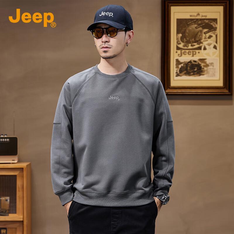 Jeep Men's Loose Fit Long Sleeve Round Neck Sweatshirt