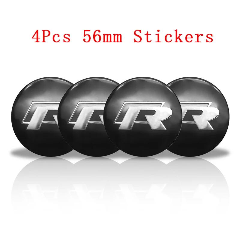 4Pc 55mm 56mm 60mm 65mm Car Wheel Center Hub Cap Rim Cover Stickers For Volkswagen VW GTI R-Line R Polo T5 Golf Passat Scirocco