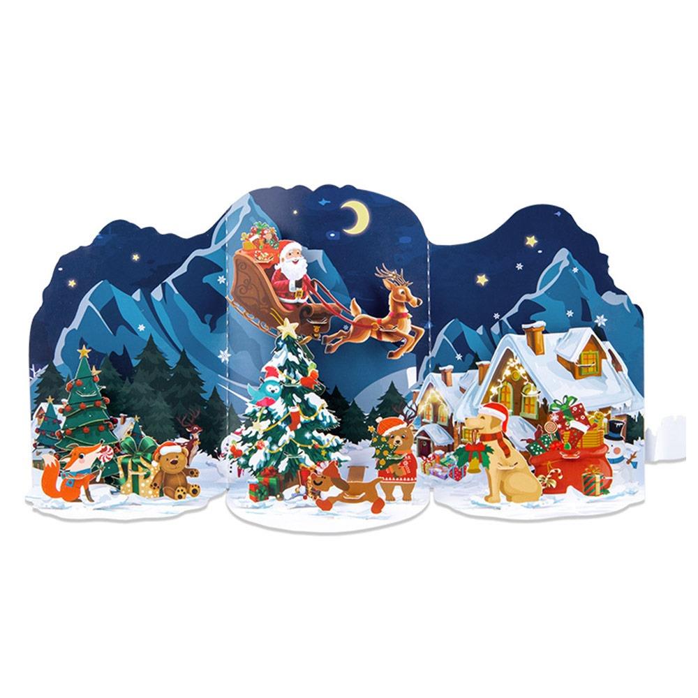 Kreativ Flerfärgad Jul 3D Hälsningskort Pappersprydnader God Jul Postkort Hantverk Pop Up Lyckönskningskort Festival