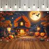 2D Creepy Pumpkin & Maple Night Print Banner for Halloween Events