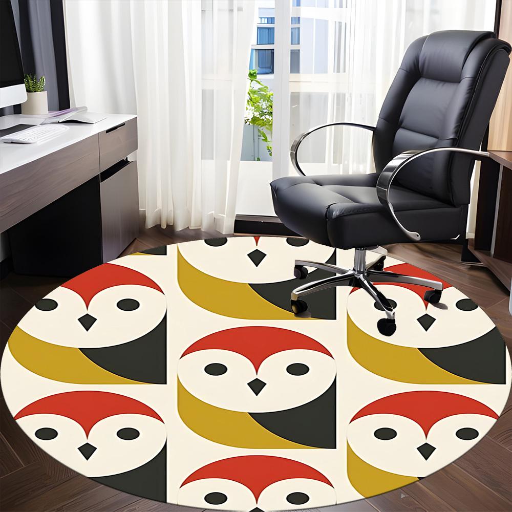 1pc Owl Pattern Office Round Area Rug, Indoor Mat Suitable For Office, Under Office Chairs Bedroom Living Room Home Decor, Room Deco