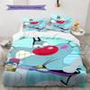 Fat Cat and Xiao Qiang  Pattern Bedding Quilt Set  Home Decoration  Gift (1 * duvet cover + 2 * pillowcase  without core)