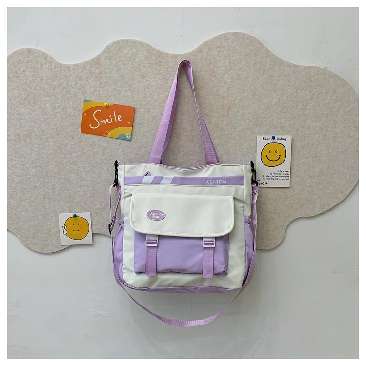 Fashion Nylon Bag Female Shoulder Student Make-Up Bag Large Capacity Versatile College Student Class Messenger Bag