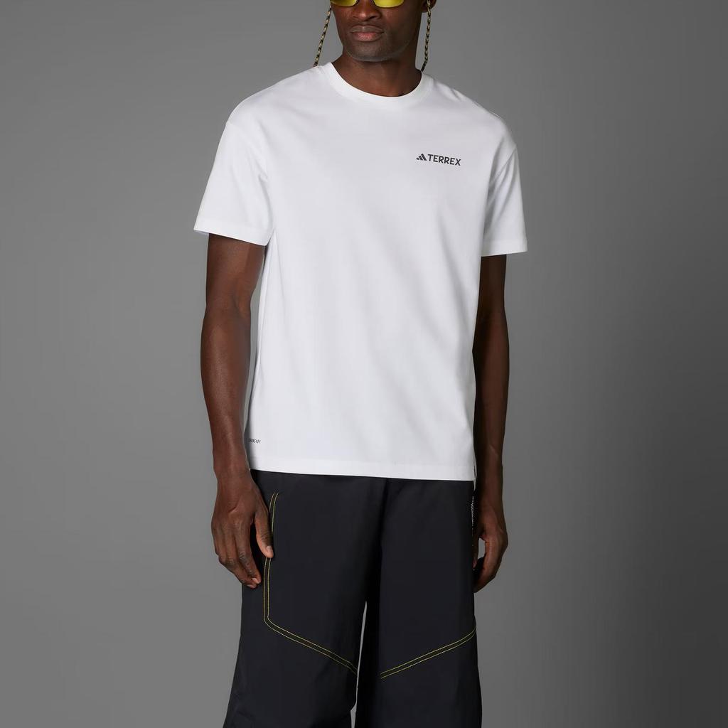 Adidas Terrex X National Geographic Collaboration Loose Fit Round Neck Moisture Wicking Quick Dry Short Sleeve T-Shirt Unisex T-Shirts White JD5956