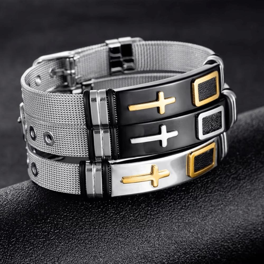 Adjustable Cross Bangles Stainless Steel Fashion Bracelet Modern Design Men's Jewelry  Friends