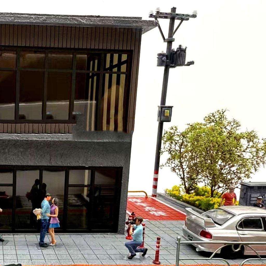 Miniature Utility Pole Model Decorative 1:64 Layout Display Prop for Roadside Parts