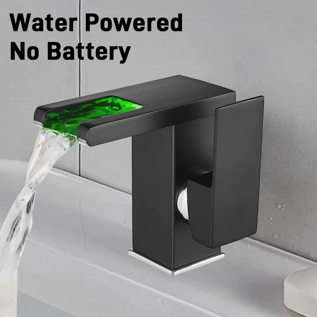 LED RGB Color Waterfall Bathroom Basin Faucet Bathroom Mixer Tap Sink Faucet Single Handle Toilet Hot Cold Water Mixer Tap