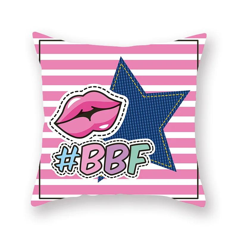 Cute Pink Red Heart Print Home Decor Pillow Sofa Cushion Cover Valentine's Day  Pillowcase