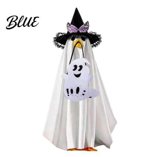 Funny Cute Halloween Ornament Ghost Goose Costume Wizard Hat