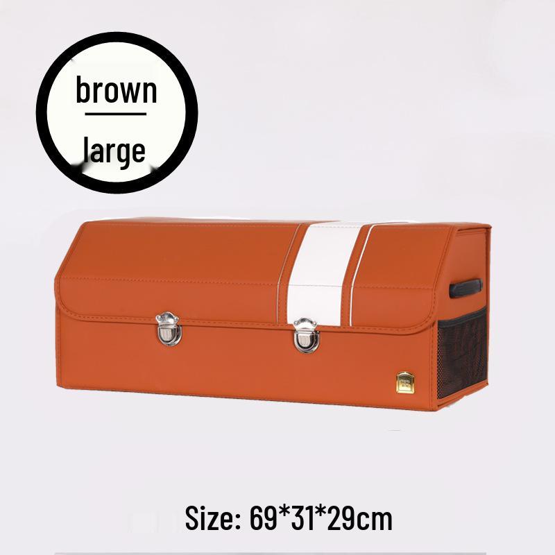 Leather Car Trunk Organizer: Foldable Interior Storage Box and Decorative Accessory.