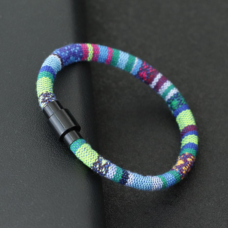 

Bohemia Rope Bracelet Men Magnet Buckle Wrap Braslet Bangle Outdoor Cycling Hand Accessories Ethnic Fabric Wish String Braclet S 17.5cm 6.9Inch baby голубой