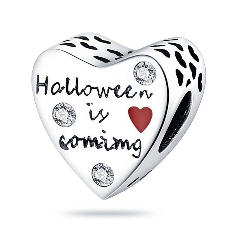 925 Silber Halloween Charm Armband Damen DIY Niedlich Zauberer Kürbis Mond Magischer Hut Besen Perle Geschenk Zubehör