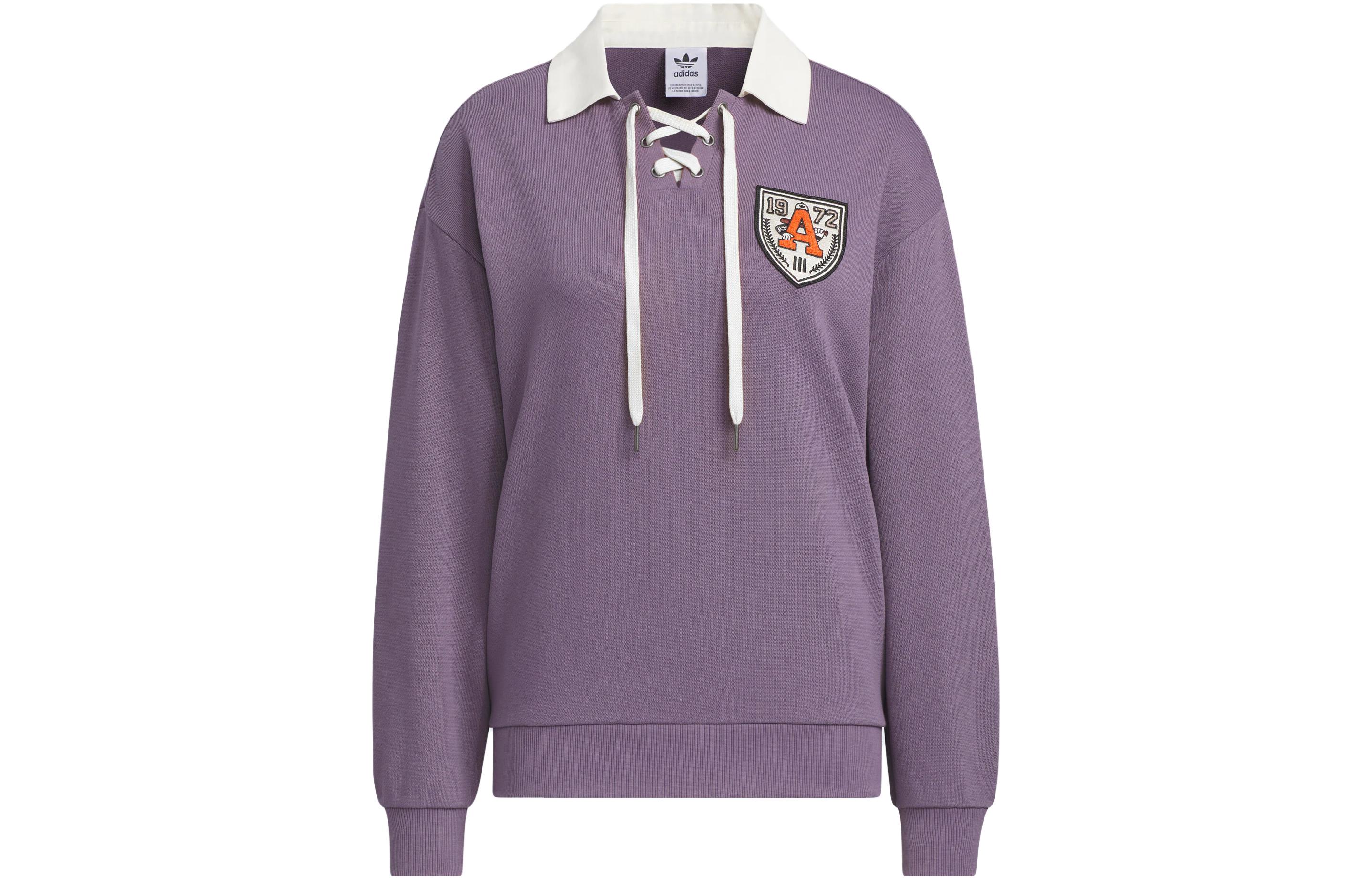 Adidas Originals Sweatshirts Women s Dark Gray Violet V Neck Moderate Regular IN1093 S