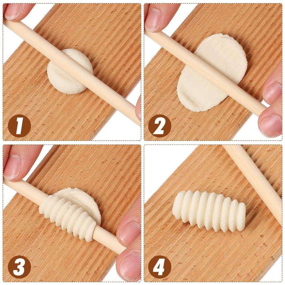 Beech Wood Gnocchi Board Professional Slanted Board Garganelli Paddle Easy Handling Non-stick Butter Paddle Dough Kneading
