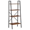 Ladder Shelf, Bookshelf, 4-Tier Industrial Storage Rack for Living Room, Bedroom, Kitchen, Rustic Brown and Black