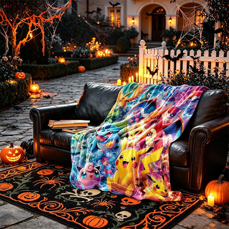 1pc Pokémon Blanket, Cozy Printed Throw Blanket, A Heartfelt Gift for Your Family and Friends