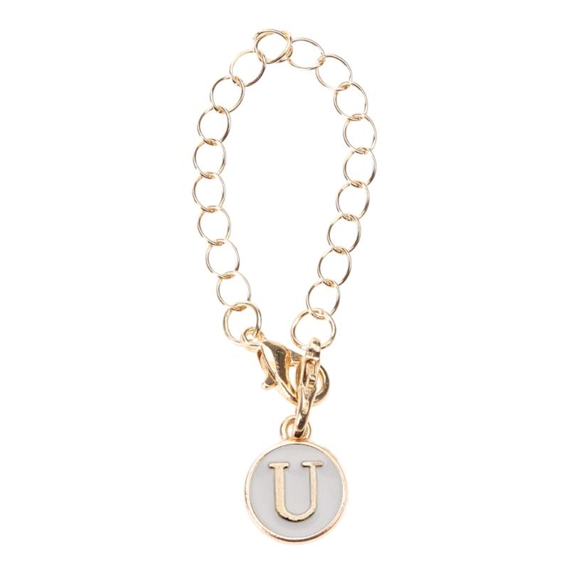 Name Letter Handle Charm Personalized Long Chain Round Pendant with Lobster Clasp Handle Chain for Cup Accessory
