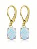 1 Pair New Arrival Popular Luxury 4-Claw Oval Artificial Opal Earrings, Fashionable Accessories For Both Men And Women
